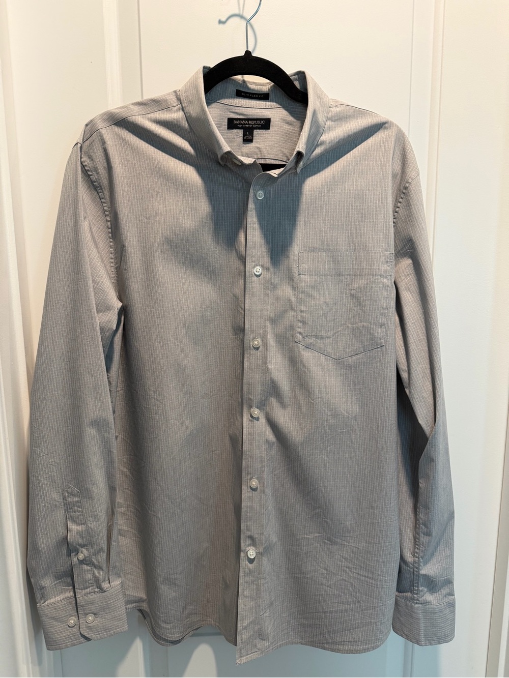 Banana Republic Men's Gray Pinstripe Button-Down Shirt